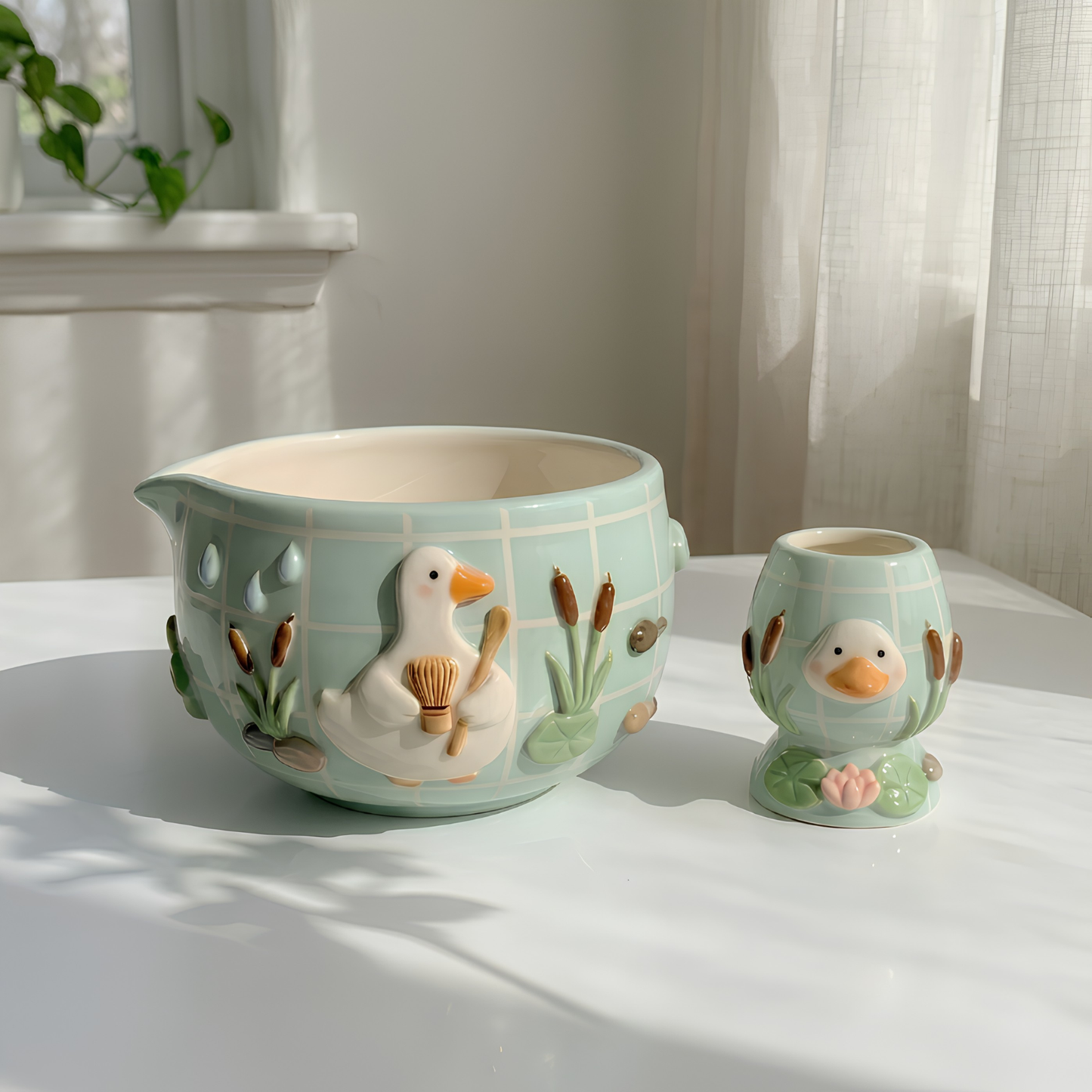 Green Frog Matcha Bowl | Handmade Ceramic Chawan | LA012