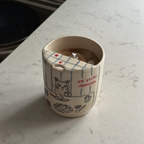 Handcrafted Ceramic Travel Mug with Built-in Lid, "Watch a Sad Movie" Cute Crying Cat Commuter Cup • HX23
