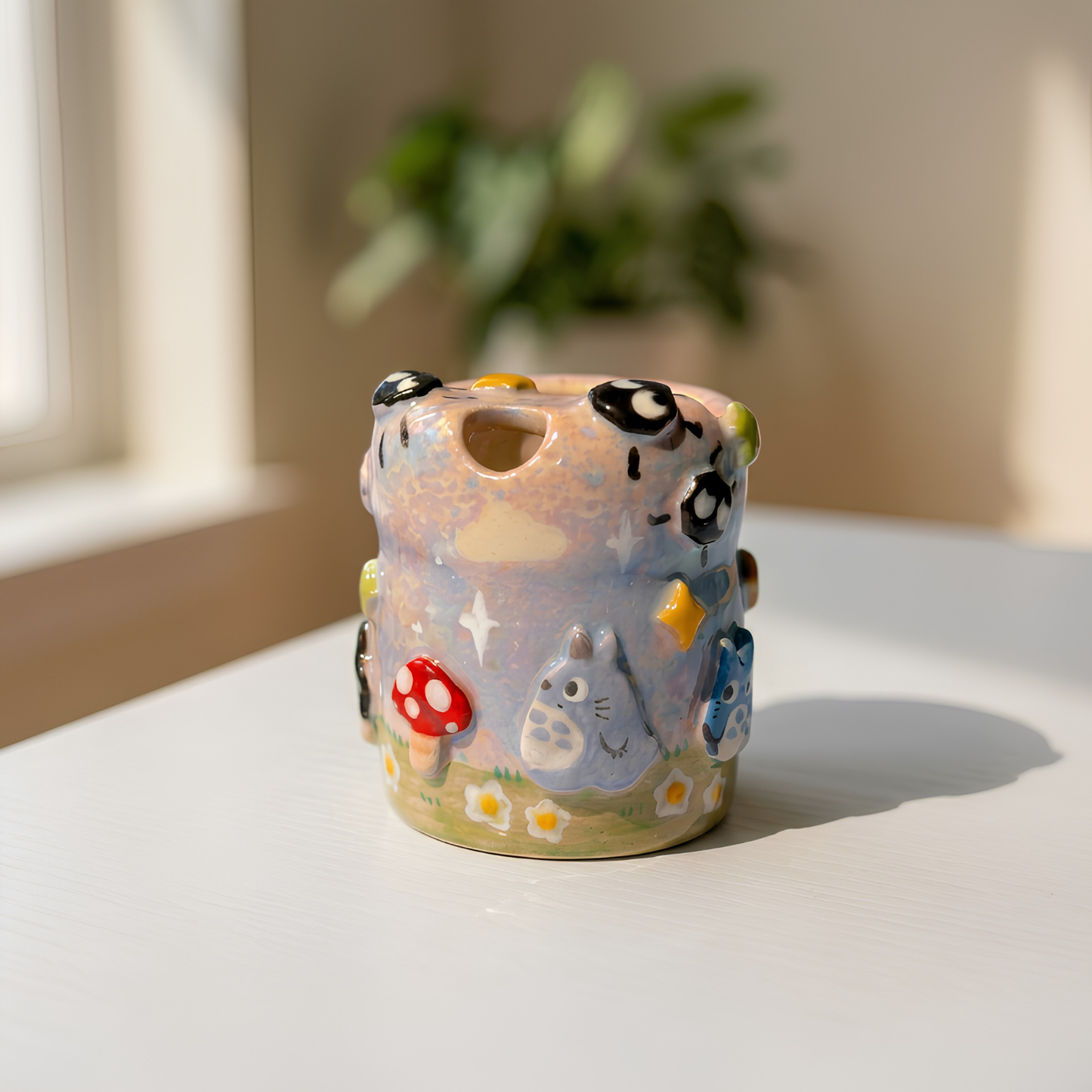 Totoro Matcha Bowl Set, Woodland Inspired Pottery, Anime Inspired Decor| Handmade Ceramic Chawan | LA023