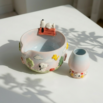 Ombre Snoopy Matcha Bowl | Handmade Ceramic Chawan | LA013