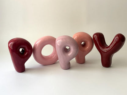 Free Standing Ceramic Letter - Handmade Custom Ceramic Letters | LA015