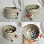 Handcrafted Flower Giving Creature Ceramic Matcha Bowl and Whisk Holder Set • HX44