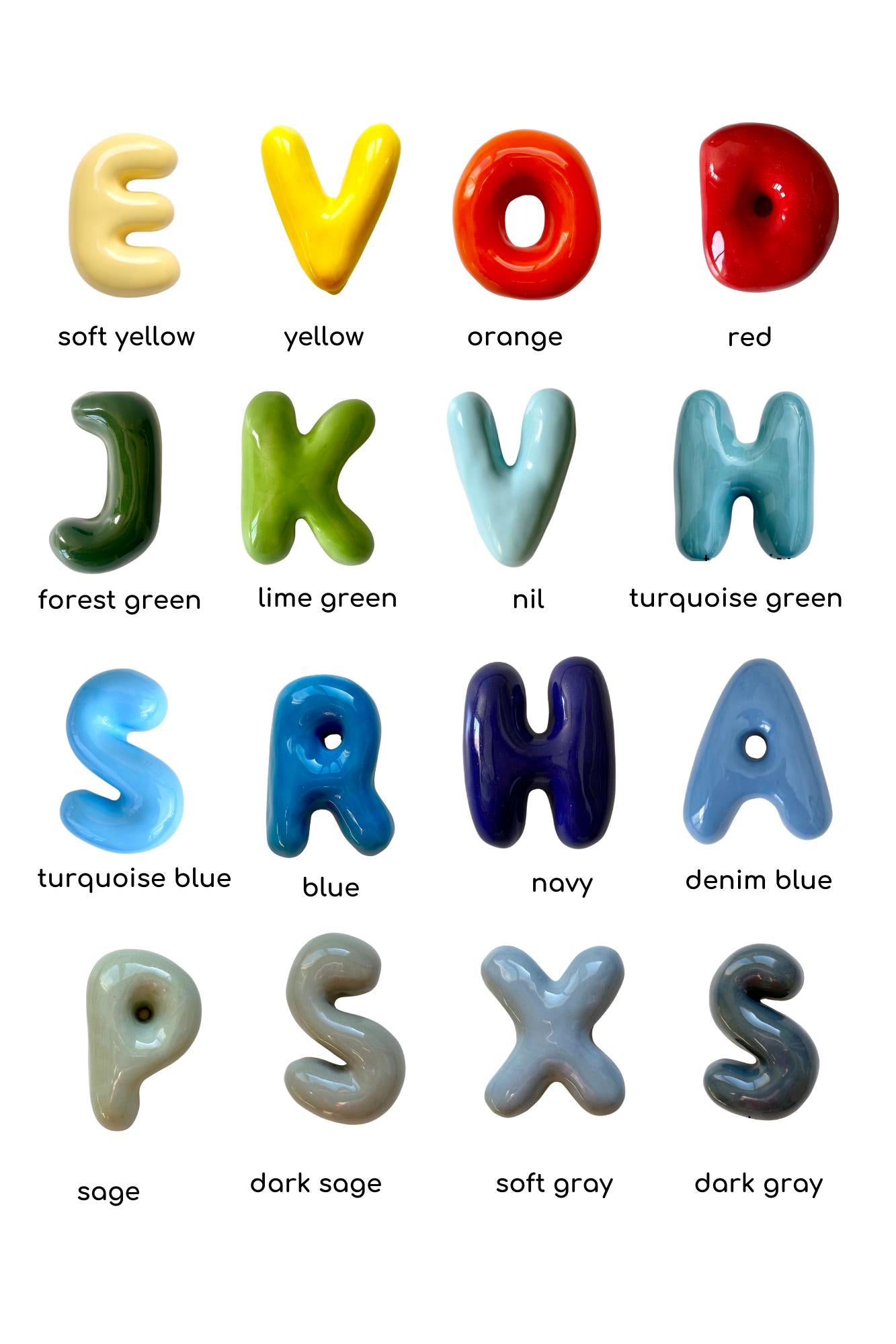 Ceramic Bubble Letters-Personalized Ceramic Letter- Handmade Wall Decor
