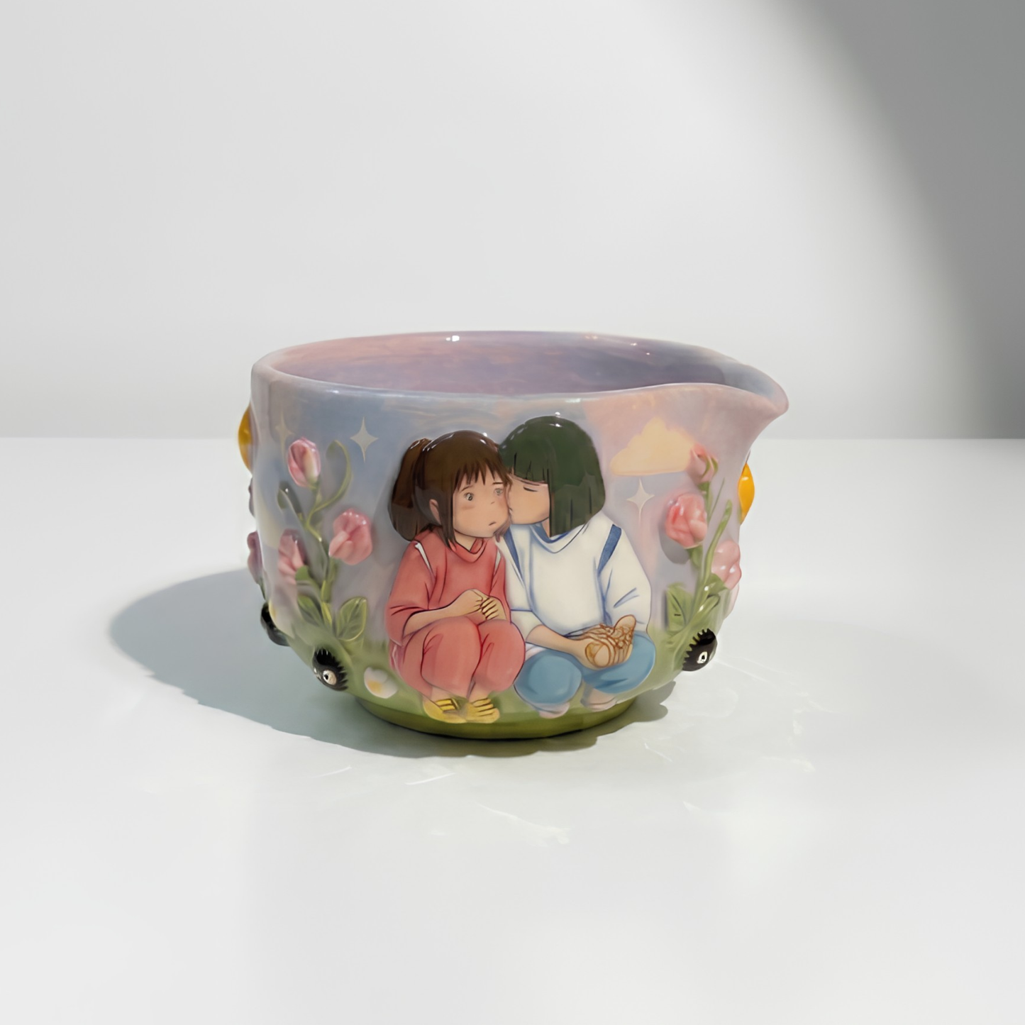 Spirited Away Chihiro & Haku 3D Handcrafted Ceramic Matcha Bowl and Whisk Holder Set • HX23