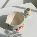 Grid Mint Green The red-haired girl Matcha Bowl | Handmade Ceramic Matcha Tea Set | LA1