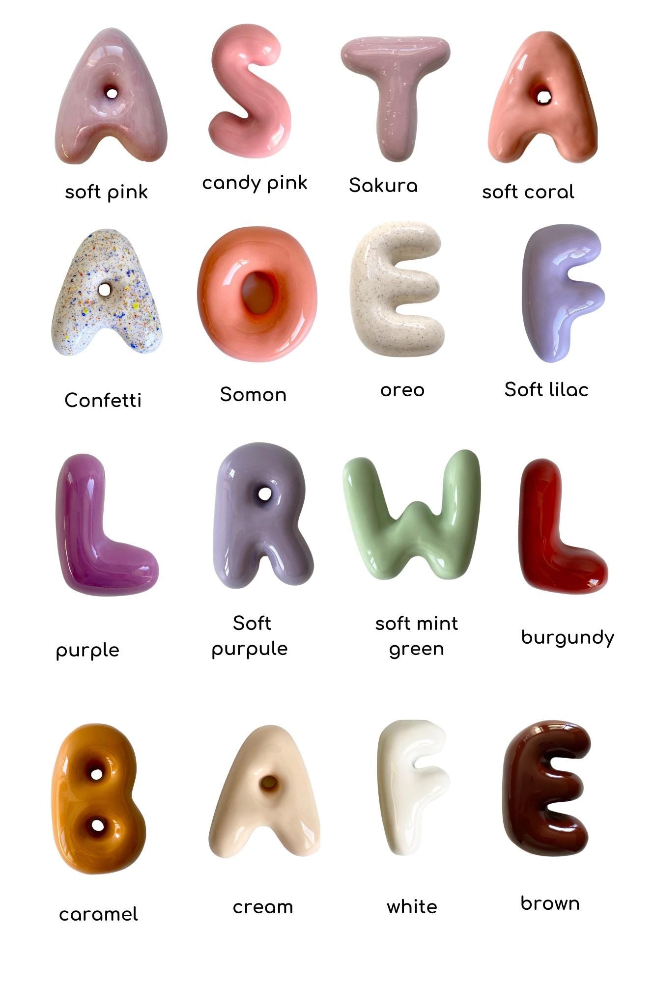 Ceramic Bubble Letters-Personalized Ceramic Letter- Handmade Wall Decor