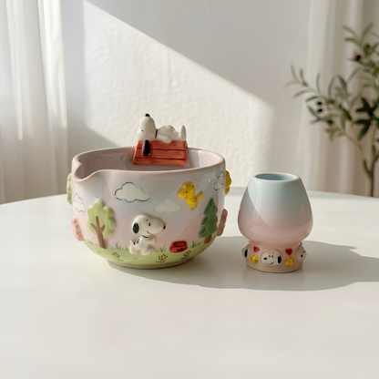 Ombre Snoopy Matcha Bowl | Handmade Ceramic Chawan | LA013
