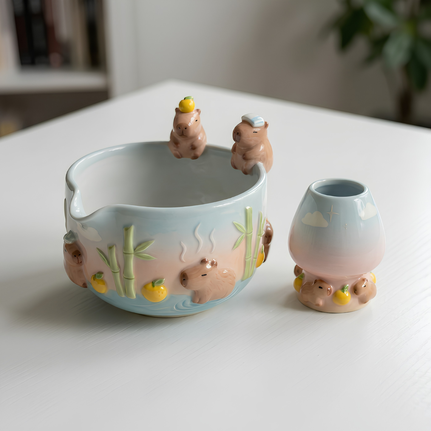 Ombre Cappybara Matcha Bowl | Handmade Ceramic Chawan | LA017