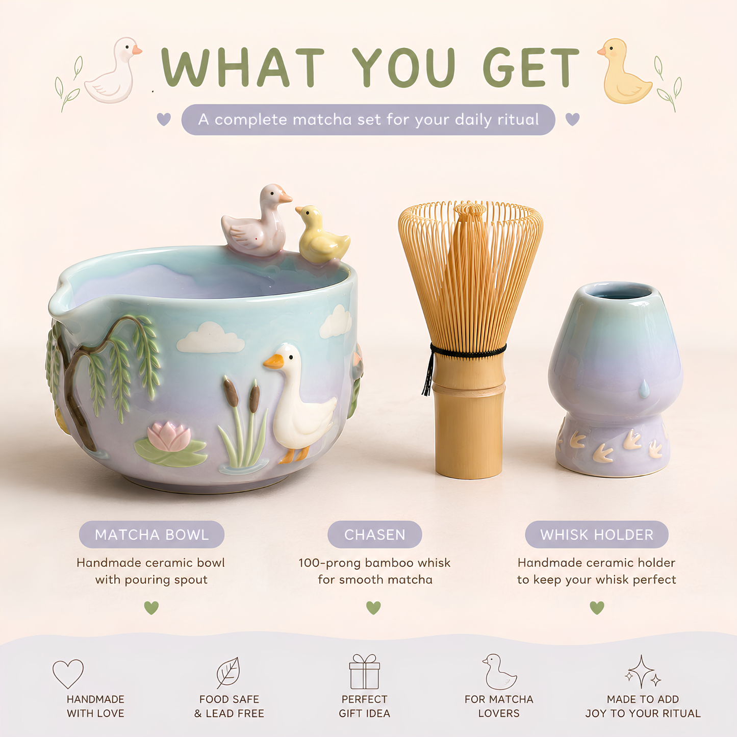 Ombré Goose Silly Matcha Bowl | Handmade Ceramic Chawan | LA020