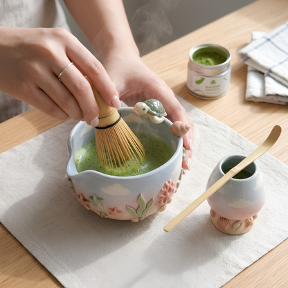 Ombre Sea Turtle Matcha Bowl | Handmade Ceramic Chawan | LA029