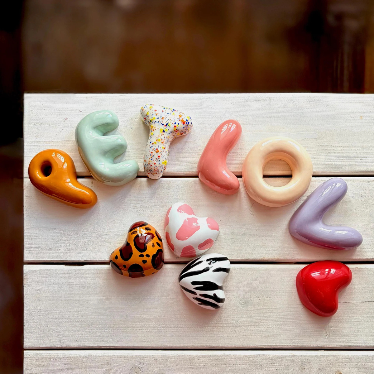 Personalized Ceramic Pet Name Letters – Mini 8cm Bubble Wall Decor | LA007
