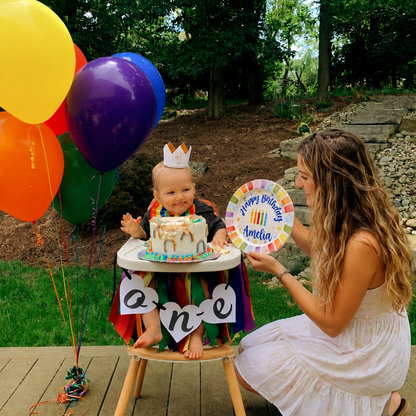 Personalized Rainbow Birthday Plate, Custom Ceramic Birthday Dish, Rainbow Striped Cake Plate, Kids Birthday Tradition Heirloom Keepsake | B008