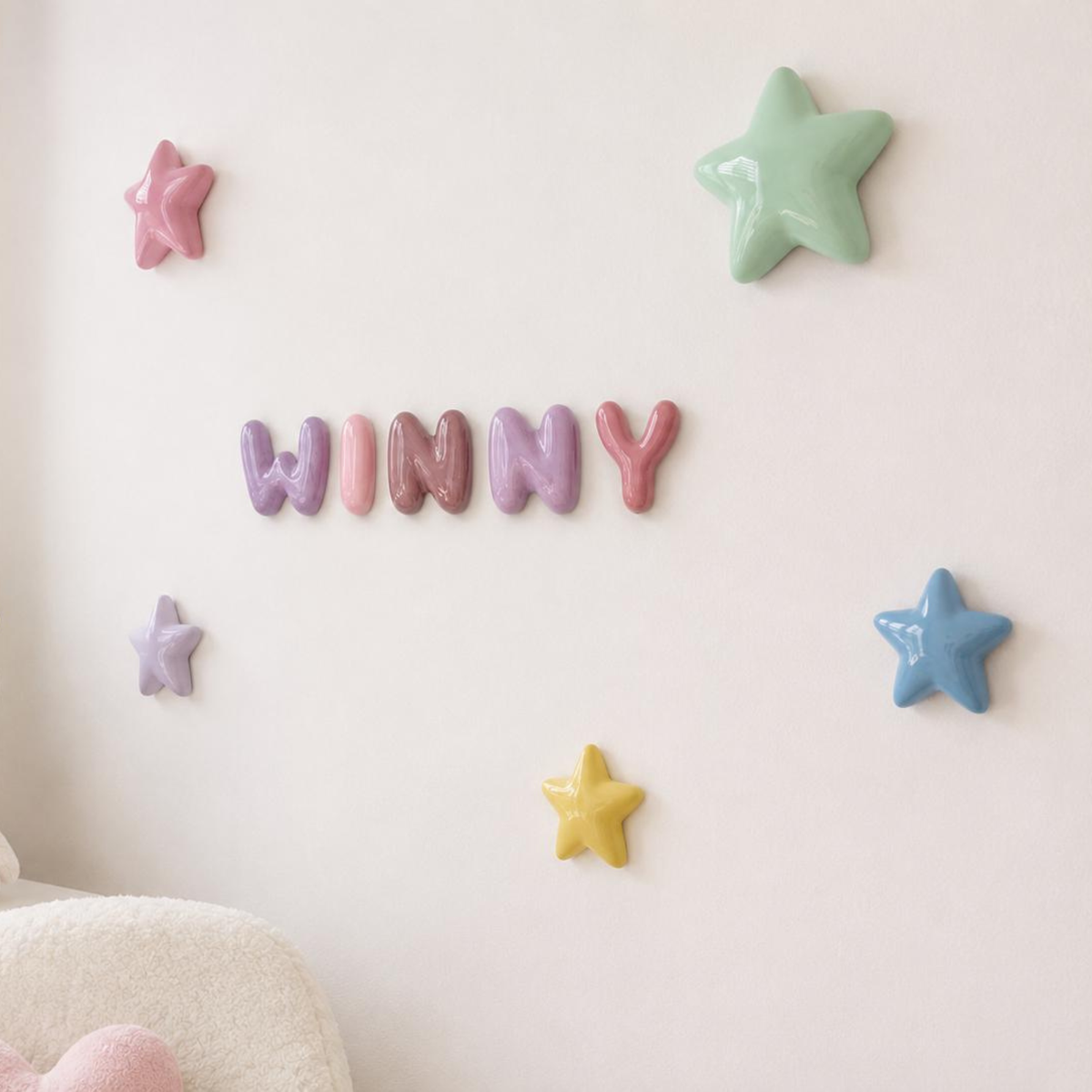 Handmade Ceramic Bubble Stars – Glossy Pastel Nursery Wall Art | LA001