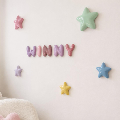 Handmade Ceramic Bubble Stars – Glossy Pastel Nursery Wall Art | LA001