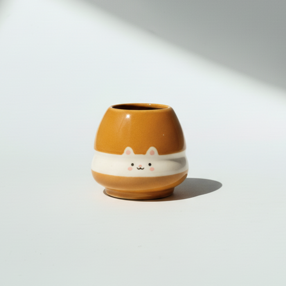 Handmade Cute Toast Bear Cream Sandwich Ceramic Matcha Bowl Set | Spouted Chawan & Whisk Holder • HX57