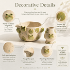Handmade Cute Frog Ceramic Matcha Bowl Set | Kawaii Lily Pad Spouted Chawan & Whisk Holder • HX55
