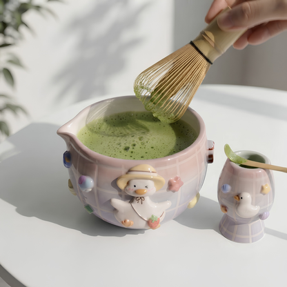 Grid Goose Silly Matcha Bowl Set, Handmade Magic Ceramic Chawan, Whimsical Tea Bowl, Fantasy Matcha Gift | Handmade Ceramic Chawan | LA030 (Copy)