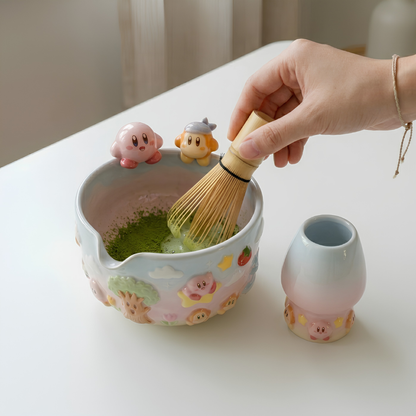 Ombre Kirby and Waddle Dee Matcha Bowl | Handmade Ceramic Chawan | LA018
