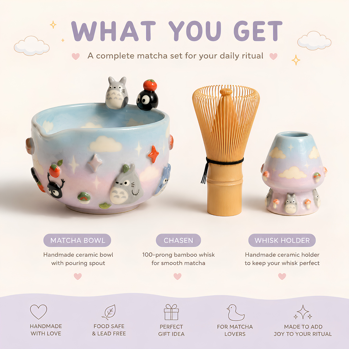 Ombré My Neighbor Totoro Matcha Bowl | Handmade Ceramic Chawan | LA022