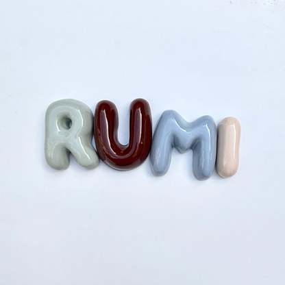 Ceramic Bubble Letters-Personalized Ceramic Letter- Handmade Wall Decor | LA006