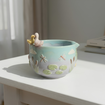 Ombré Goose Silly Matcha Bowl | Handmade Ceramic Chawan | LA020