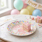 Custom Name Birthday Plate – Colorful Sprinkles & Pink Cake Design | B055