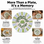 Personalized Green Blue Birthday Plate, Custom Ceramic Birthday Dish, Striped Cake Plate, Boys Birthday Tradition Heirloom Keepsake | B021