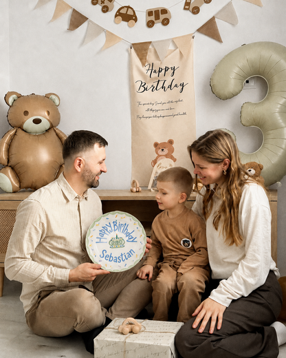 Personalized Green Birthday Plate, Custom Ceramic Birthday Dish, Green Scallop Border Plate, Boys Birthday Tradition Heirloom Keepsake | B092