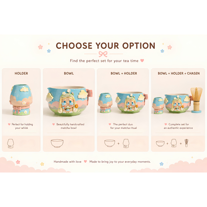 Limited Cry Baby 3D Handcrafted Ceramic Matcha Bowl and Whisk Holder Set – Whimsical Matchawan • HX03