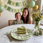 Custom Name Birthday Plate – Green Gingham Candle Design | B058