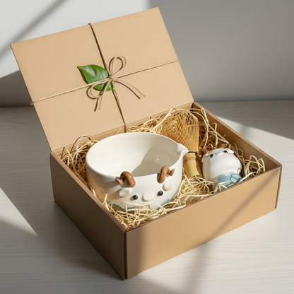 Handcrafted 3D Baby Dragon Ceramic Matcha Bowl with Spout • HX18