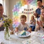 Personalized Birthday Plate – Blue Striped Cake & Sprinkles Design | B009