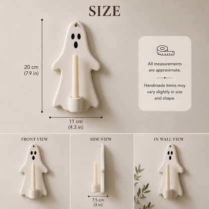 Halloween Wall Candle Holder, Ghost Candle Sconce, Ceramic Ghost Decor, Handmade Wall Candle Holder, Spooky Home Decor, Halloween Gift | LA136
