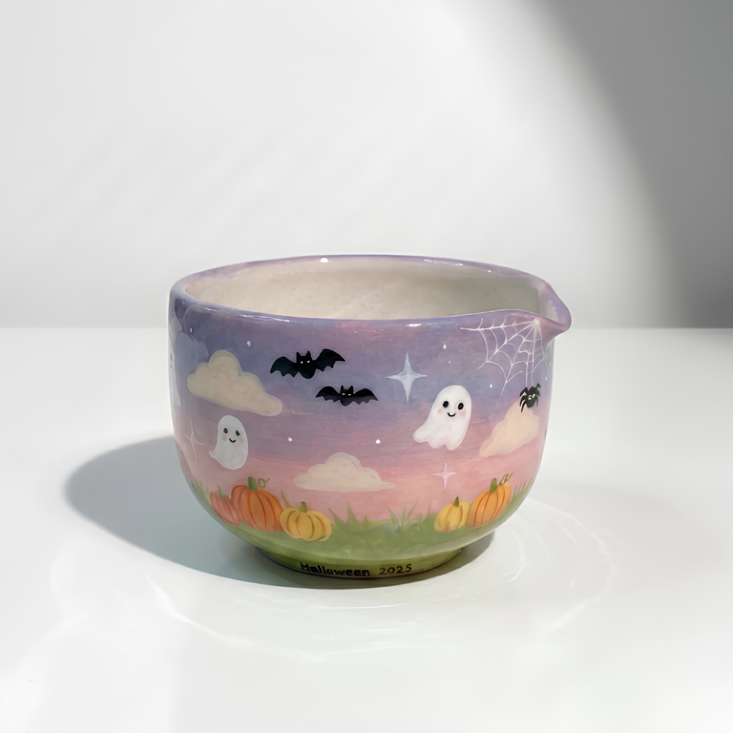 Handcrafted Dreamy Halloween Night Ceramic Matcha Bowl and Whisk Holder Set • HX46