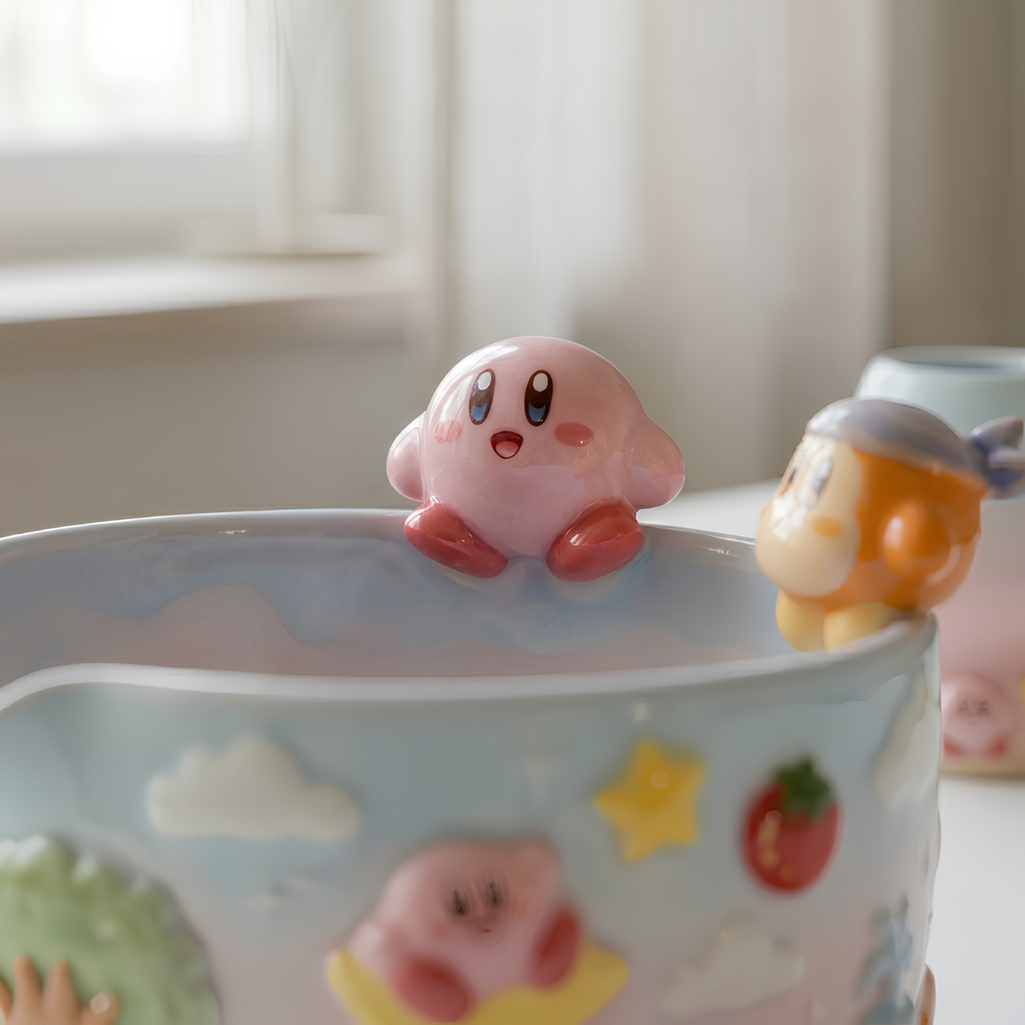 Ombre Kirby and Waddle Dee Matcha Bowl | Handmade Ceramic Chawan | LA018