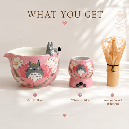 Pink Totoro Matcha Bowl | Handmade Ceramic Chawan | LA015