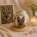 Hand-Painted Pet Portraint Urn | Personalized Ceramic Keepsake | LA200