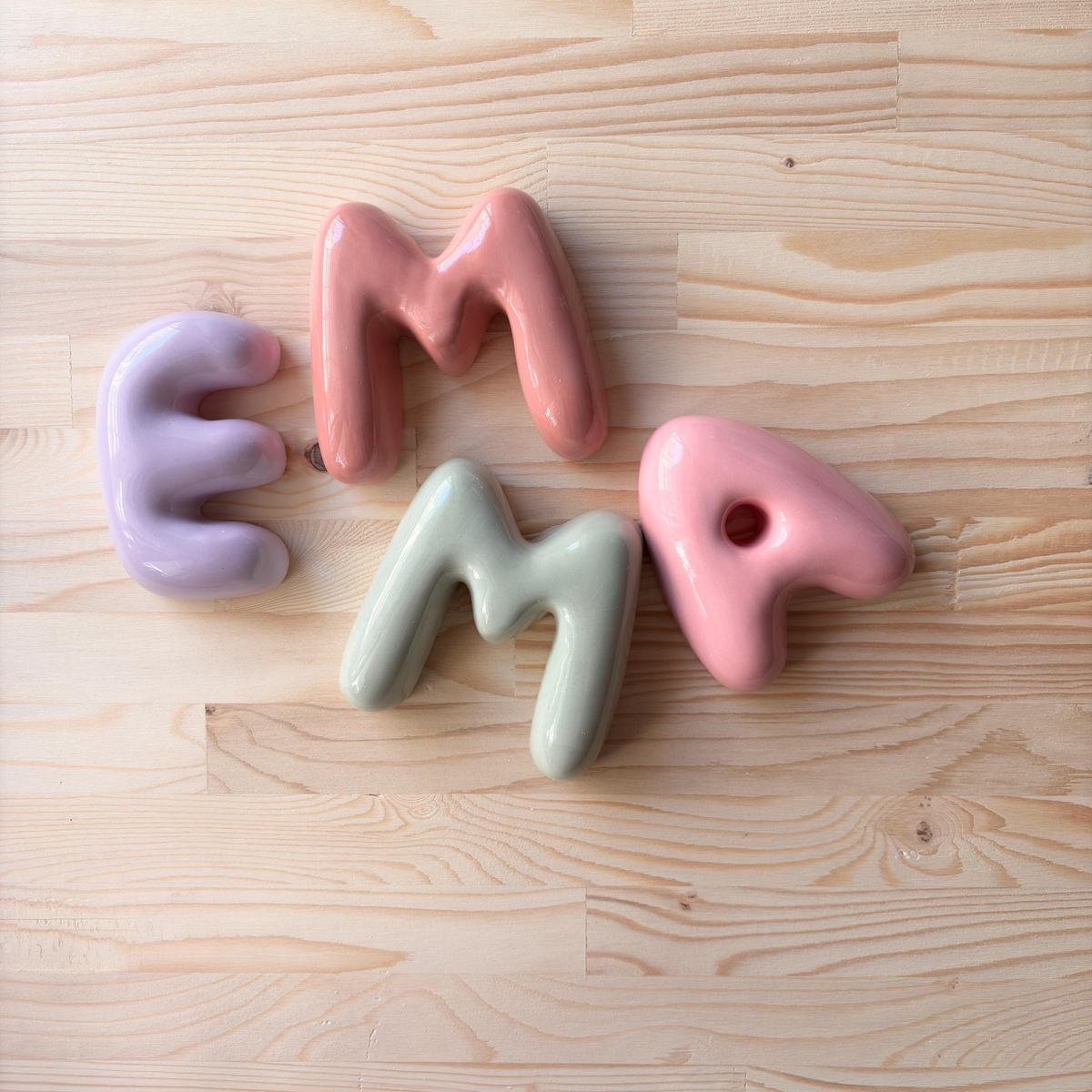 Personalized Baby Gift , Ceramic Bubble Letters-Personalized Ceramic Letter- Handmade Wall Decor | LA011