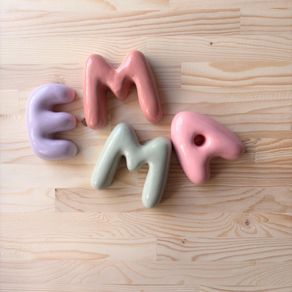 Personalized Baby Gift , Ceramic Bubble Letters-Personalized Ceramic Letter- Handmade Wall Decor | LA011