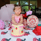 Custom Hand Painted Ceramic Birthday Plate, Pink Scalloped Strawberry Plate, Personalized Birthday Plate Date, Sweet One Birthday | B076