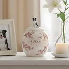 Pet urn With Cherry Blossom Pattern | Personalized Ceramic Keepsake | LA201