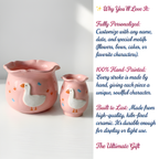 Cute White Duck Pink 3D Ceramic Matcha Bowl and Whisk Holder Set • HX01