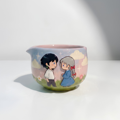 Howl's Moving Castle Howl & Sophie 3D Handcrafted Ceramic Matcha Bowl and Whisk Holder Set • HX24