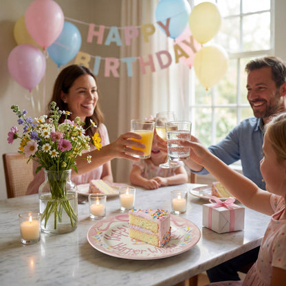 Personalized Birthday Plate – Pink Bow Cake & Sprinkles Design | B026