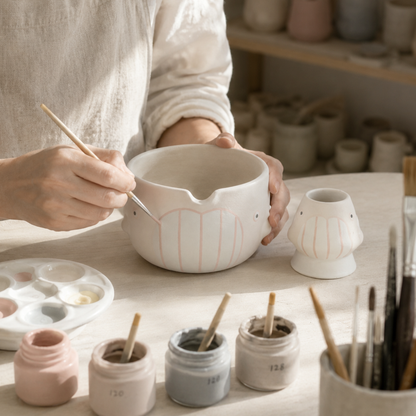 Cute Pink Dolphin Ceramic Matcha Bowl and Whisk Holder Set – Handcrafted Pastel Matchawan • HX13