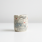 Handcrafted Ceramic Travel Mug with Built-in Lid, "Watch a Sad Movie" Cute Crying Cat Commuter Cup • HX23