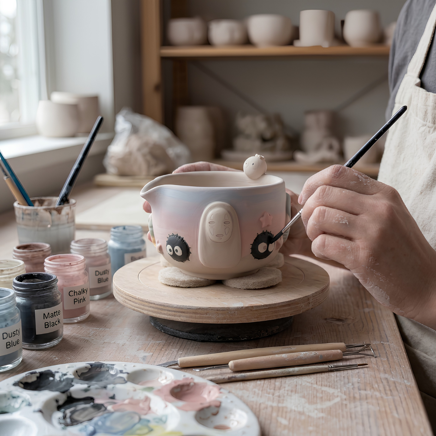 Ombre Noface Matcha Bowl | Handmade Ceramic Chawan | LA026