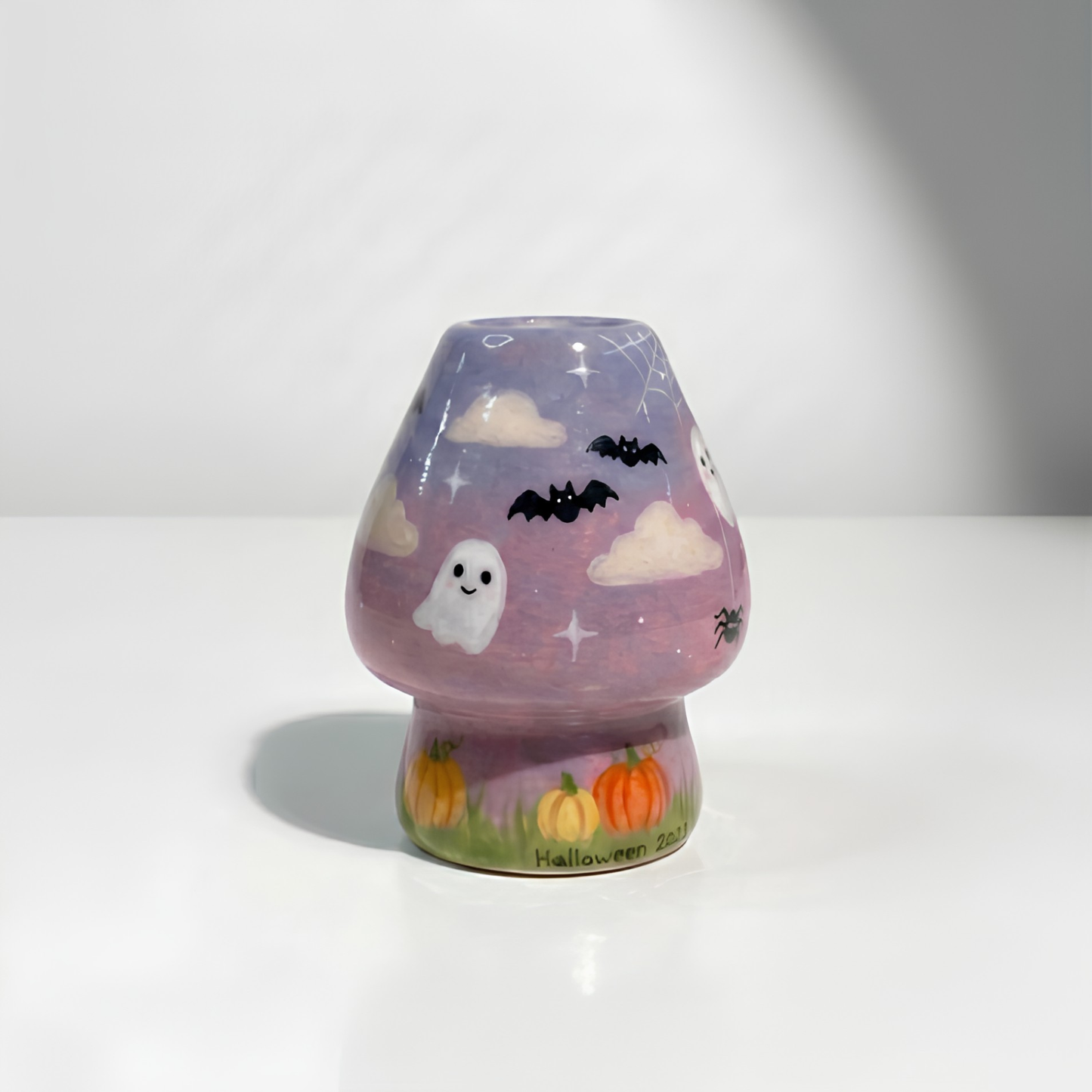 Handcrafted Dreamy Halloween Night Ceramic Matcha Bowl and Whisk Holder Set • HX46