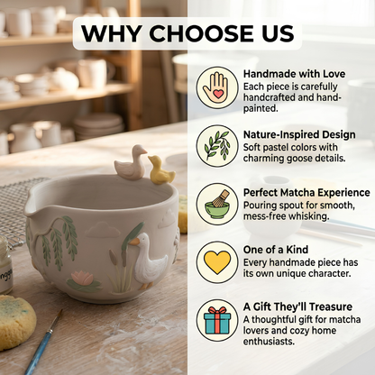 Ombré Goose Silly Matcha Bowl | Handmade Ceramic Chawan | LA020