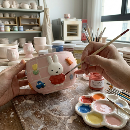 Checkered Miffy Matcha Bowl | Handmade Ceramic Chawan | LA024